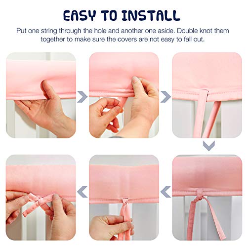 EXQ Home 3-Piece Baby Crib Rail Cover Set for 1 Front Rail and 2 Side Rails EXQ Home 3-Piece Baby Crib Rail Cover Set for 1 Front Rail and 2 Side Rails,Safe Kids Padded Crib Rail Protector from Chewing for Standard Cribs,Soft Batting Inner for Baby Teething Guard(Pink).