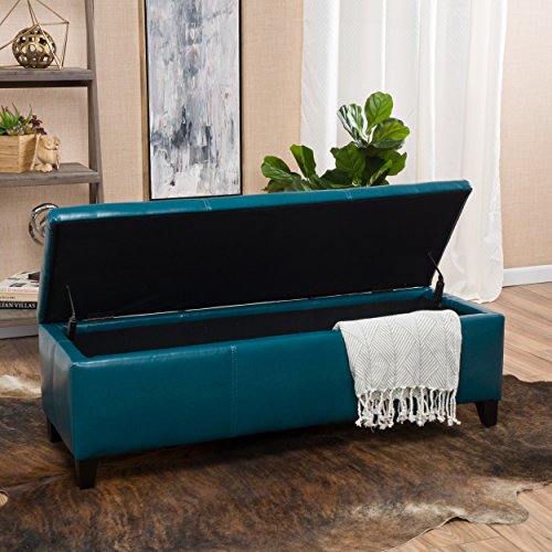 Christopher Knight Home Glouster PU Storage Ottoman, Teal