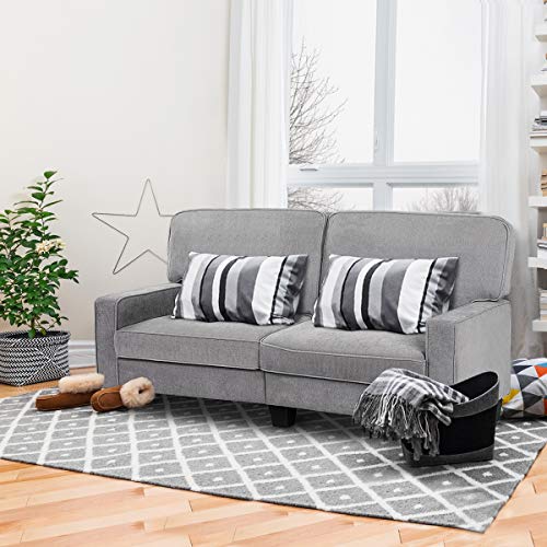 Giantex Couch Sofa Loveseat Cloth Upholstered Detachable Again Seat Giantex Couch Sofa Loveseat Cloth Upholstered Detachable Again Seat Cushion Trendy House Dwelling Room Furnishings Set Bed room Couch (Grey)