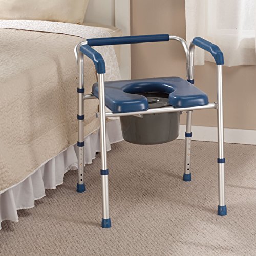 Easy Comforts Folding Commode with Padded Seat Easy Comforts Folding Commode with Padded Seat, Portable Toilet and Bedside Commode Chair.