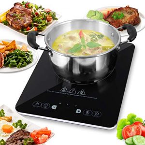 NutriChef Electric Induction CookTop - Upgraded Tech Single Digital Portable Countertop stove Burner, Kids Safety Lock - Made For Magnetic & Cast Iron Pots - 120V (PKSTIND24)