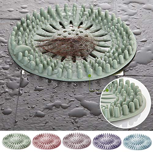 5 Pack Drain Hair Catcher Shower Drain Covers Sink Strainer, Silicone Filter Drain Protector Universal Rubber Hair Stopper for Bathroom Bathtub and Kitchen