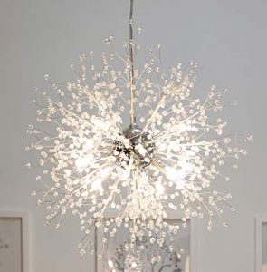GDNS Chandeliers Firework LED Light Stainless Steel Crystal Pendant Lighting LED Globe Living Room