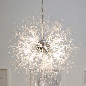 GDNS Chandeliers Firework LED Light Stainless Steel Crystal Pendant Lighting LED Globe Living Room