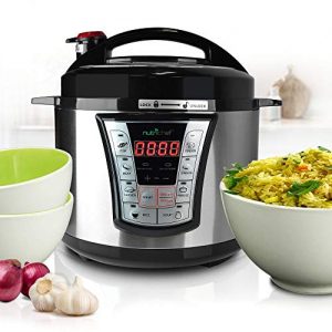 NutriChef Electric Pressure 5 Quart Programmable Multi-Cooker with Digital Display | R Small Countertop Appliance, 5 Qt Capacity, Stainless Steel