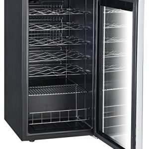 SMETA 3.1 cu ft 28 Bottles Compressor Wine Refrigerator with Stainless Steel Door No Frost Wine Cellar Fridge Freestanding Champagne Cooler,110V,Black