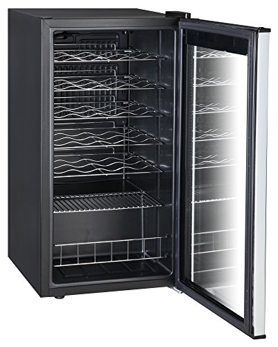 SMETA 3.1 cu ft 28 Bottles Compressor Wine Refrigerator with Stainless Steel Door No Frost Wine Cellar Fridge Freestanding Champagne Cooler,110V,Black