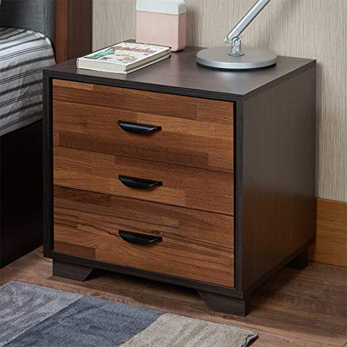 Depointer 3 Drawers Nightstand,Wood Bedside Storage Cabinet Depointer 3 Drawers Nightstand,Wood Bedside Storage Cabinet, Accent End Side Table Chest, Perfect for Home Furniture, Bedroom Living Room Accessories,Walnut&amp;Espresso.