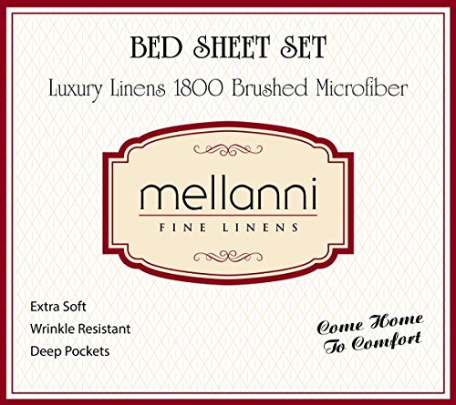 Mellanni Bed Sheet Set - Brushed Microfiber 1800 Bedding Mellanni Mattress Sheet Set - Brushed Microfiber 1800 Bedding - Wrinkle, Fade, Stain Resistant - Hypoallergenic - four Piece (Queen, Gentle Grey).