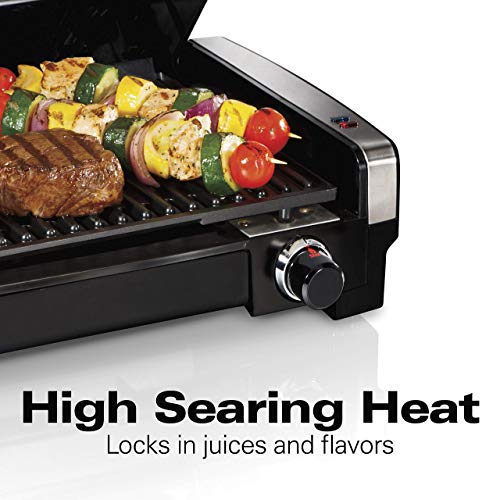 Hamilton Beach Indoor Searing Grill with Removable Easy-to-Clean Hamilton Seashore 25360 Indoor Searing Grill with Detachable Straightforward-to-Clear Nonstick Plate, Further-Massive Drip Tray, Stainless Metal (Renewed).