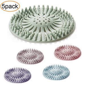 5 Pack Drain Hair Catcher Silicone Shower Drain Hair Hrap Drain Stopper Cover for Bathtub and Kichen- Rubber Sink Strainer Silicone Filter Home Drain Cover