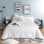 SUSYBAO 3 Piece Duvet Cover Set 100% Natural Cotton King Size Black and White Striped Bedding Set with Zipper Ties 1 Abstract Geometric Duvet Cover 2 Pillowcases Luxury Quality Soft Comfortable