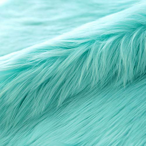 Ashler Ultra Soft Fluffy Area Rug Faux Fur Sheepskin Carpet Chair Ashler Extremely Gentle Fluffy Space Rug Fake Fur Sheepskin Carpet Chair Sofa Cowl for Bed room Flooring Couch Dwelling Room, Turquoise Spherical three x three Toes.