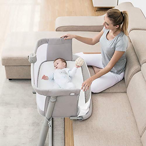 Baby Bassinet,RONBEI Bedside Sleeper Baby Bed Cribs,Baby Bed to Bed Baby Bassinet,RONBEI Bedside Sleeper Baby Bed Cribs,Baby Bed to Bed, Newborn Baby Crib,Adjustable Portable Bed for Infant/Baby Boy/Baby Girl (Bassinet).