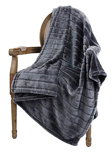 Bertte Throw Blanket Super Soft Cozy Warm Blanket 330 GSM Lightweight Luxury Fleece Blanket for Bed Couch- 50"x 60", Dark Grey