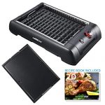2-in-1 Smokeless Indoor Grill and Griddle + 20 Recipes - Grill Year-Round with Ease