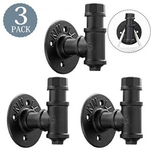 3 Pack Vintage Bathroom Robe and Towel Wall Hooks for Hanging, Elibbren Rustic Style Industrial Iron Pipe Coat Hook Wall Mounted Heavy Duty Farmhouse DIY, Mounting Hardware Included
