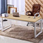 63" X-Large Computer Desk, Has Wide Workstation Tabletop for Writing,Games and Home Work,Modern Office Desk&Dining Table Made of The Finish Wood Board and Sturdy Steel Legs (Oak+White)