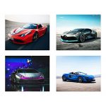 Insire Sports Car Poster Prints | Set of Four (10 inches x 8 inches) Super Car Prints | Lamborghini Aventador | Bugatti Divo | Ferrari 458 | Mclaren 570s | Wall Art Gift | Set 1