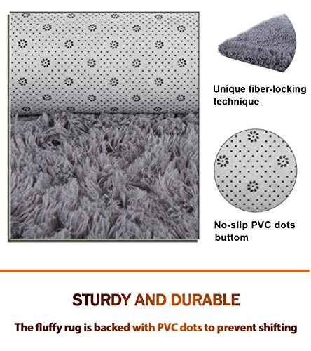 Nursery Area Rug Non Skid Fluffy Rugs Shag Throw Rug Nursery Space Rug Non Skid Fluffy Rugs Shag Throw Rug for Child Youngsters Playroom Girls Yoga Mat Fake Sheepskin Fur Space Rugs Flooring Mat Bedside Carpet for Sitting Room Bed room Dormitory Grey 5.Three x 6.6ft.