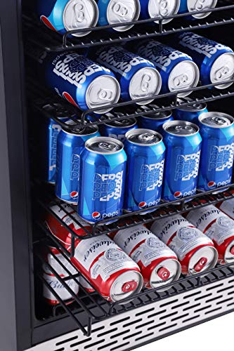 Phiestina 24 Inch Beverage Cooler Refrigerator Phiestina 24 Inch Beverage Cooler Fridge - 175 Can Constructed-in or Free Standing Beverage Fridge with Glass Door for Soda Beer or Wine - Drink Fridge For Residence Bar or Workplace.