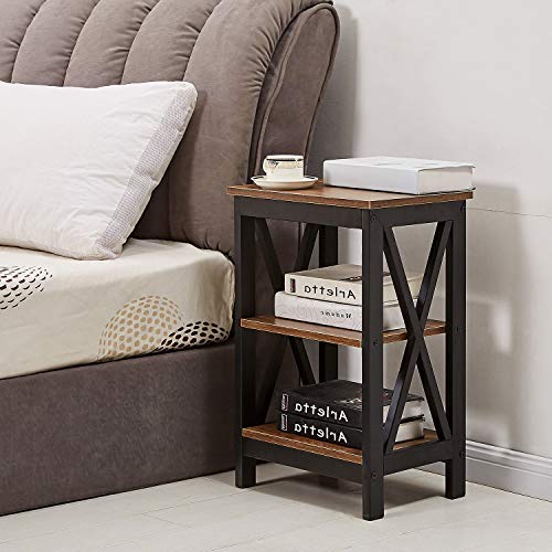 VECELO Modern Night Stand/Sofa Side/End Storage Shelf X-Design VECELO Modern Night Stand/Sofa Side/End Storage Shelf X-Design Versatile Nightstands Lamp Table Living Room Bedroom Furniture,Easy Assembly, Brown.