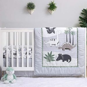 The Peanutshell Dinosaur Crib Bedding Sets for Boys | 3 Piece Nursery Set | Crib Comforter, Fitted Crib Sheet, Crib Skirt Included