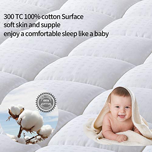 MEROUS Cal King Size Cotton Mattress Pad MEROUS Cal King Measurement Cotton Mattress Pad - Pillow Prime Quilted Mattress Topper,Fitted 8-21 Inch Deep Pocket Mattress Pad Cowl.