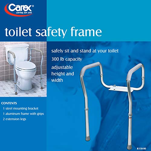 Carex Toilet Safety Frame - Toilet Safety Rails and Grab Bars Carex Toilet Safety Frame - Toilet Safety Rails and Grab Bars for Seniors, Elderly, Disable, Handicap - Easy Install with Adjustable Width/Height, Fits Most Toilets.