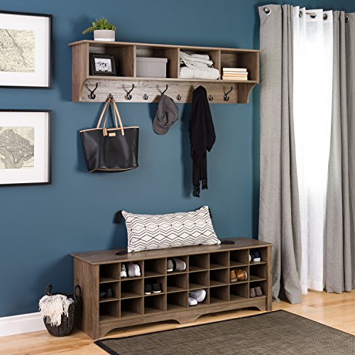 Prepac 24 Pair Shoe Storage Cubby Bench, Drifted Gray Prepac 24 Pair Shoe Storage Cubby Bench, Drifted Gray.