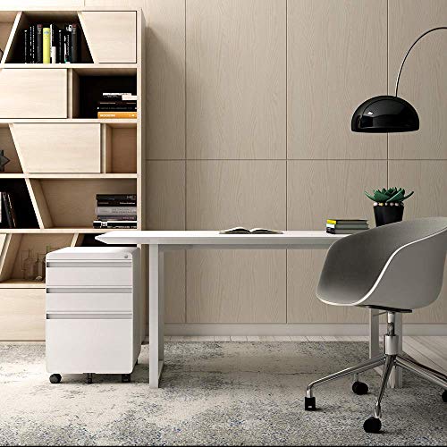 3-Drawer Filing Cabinet, Metal Vertical File Cabinet 3-Drawer Filing Cabinet, Metal Vertical File Cabinet with Hanging File Frame for Legal &amp; Letter File Install-Free Anti-tilt Design and Lockable System Office Rolling File Cabinet | White.