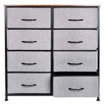 KINWELL Extra Wide Fabric Storage Organizer Clothes Drawer Double Dresser with Sturdy Steel Frame, Wooden Tabletop, Easy Pull Fabric Bins Organizer Unit for Bedroom Hallway Closet-8Drawers