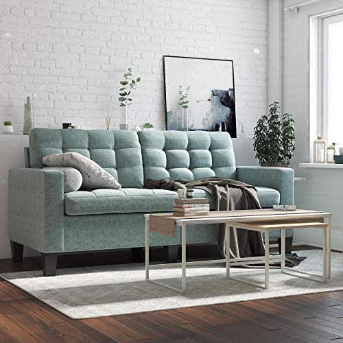 Dorel Living Emily Upholstered Sofa Couch Living Room Furniture, Teal