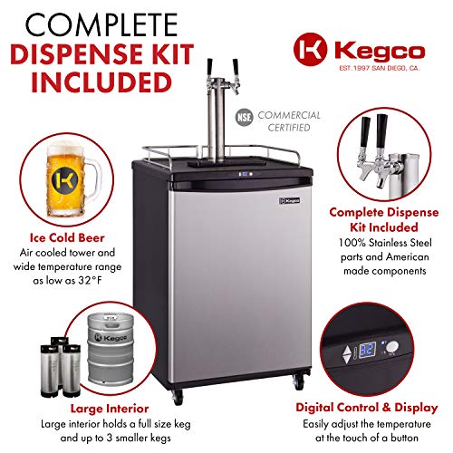 Kegco Keg Dispenser, Two Faucet, Stainless Steel Kegco Z163S-2 Keg Dispenser, Two Faucet, Stainless Metal.