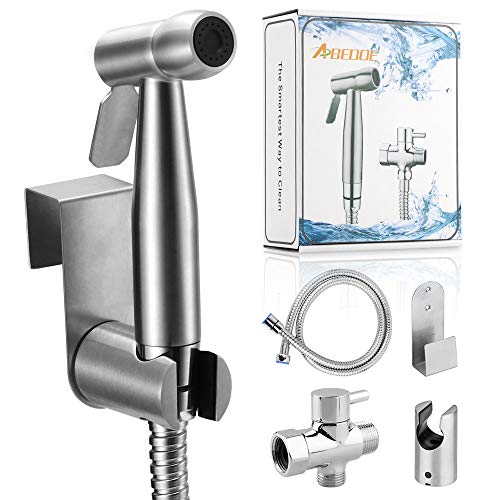 ABEDOE Hand Held Bidet Toilet Sprayer Kit Bathroom Cloth Diaper Washer Portable Shower Sprayer Stainless Steel Spray for Personal Hygiene