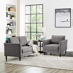 Naomi Home Claire Living Room Loveseat & Accent Chair Gray