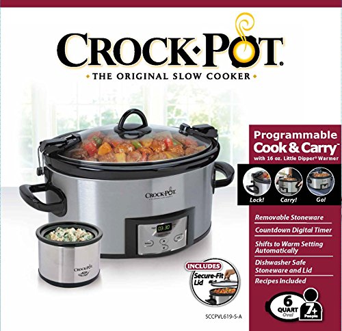 Cooker with Hinged Lid, Crock pot Crock pot 6 Quart Metallic Cooker with Hinged Lid, Black.