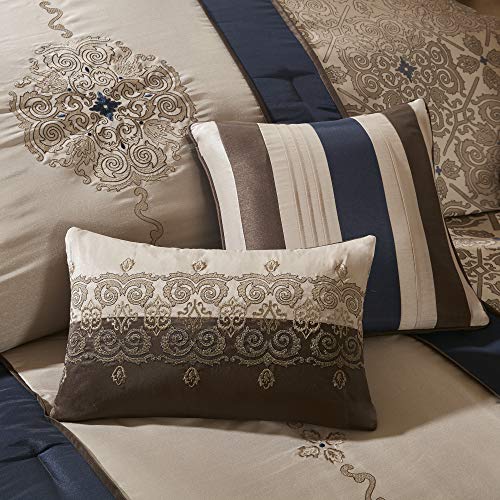 Madison Park Donovan Cal King Size Bag-Taupe Madison Park Donovan Cal King Measurement Bag-Taupe, Navy, Jacquard Sample – 7 Items Bedding Units – Extremely Delicate Microfiber Bed room Comforters.