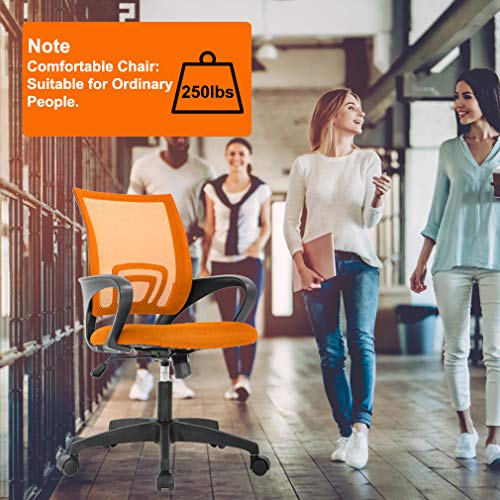 Home Office Chair, Ergonomic Desk Chair, Mesh Computer Chair House Workplace Chair Ergonomic Desk Chair Mesh Pc Chair with Lumbar Assist Armrest Govt Rolling Swivel Adjustable Mid Again Job Chair for Ladies Adults (Orange).
