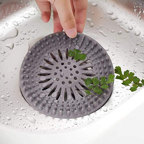 5 Pack Drain Hair Catcher Shower Drain Covers Sink Strainer 5 Pack Drain Hair Catcher Shower Drain Covers Sink Strainer, Silicone Filter Drain Protector Universal Rubber Hair Stopper for Bathroom Bathtub and Kitchen.