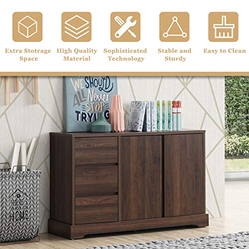 Giantex Buffet Sideboard, Storage Console Table with 3 Drawers and 2-Door Bundle Dimensions: 46.5 x 15.5 x 30.5 inches