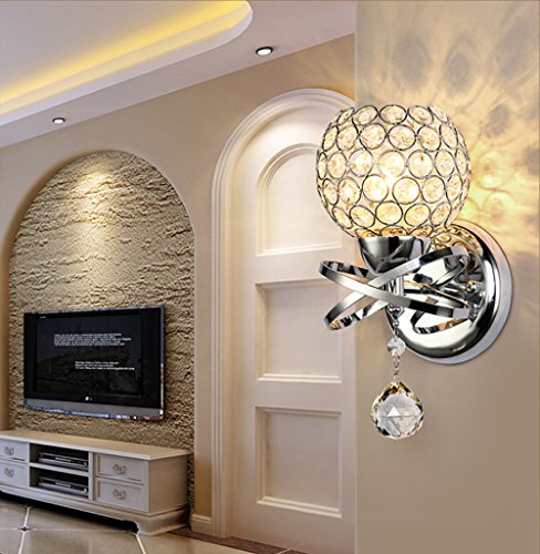 2 Pack Modern Style Decorative Crystal Wall Lights 2 Pack Trendy Model Ornamental Crystal Wall Lights,ONEVER Bedside Wall Lamp Sconce for DIY Dwelling Decor with E14 Socket Bulb Included as Reward (Silver).