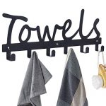 Towel Hooks Bathroom Towel Racks Towel Holder & Organizer Black Sandblasted Wall Mounted 6 Hook Door Hooks Rustproof and Waterproof for Bathroom Organizer Towels Robes Clothing Kitchen Pool