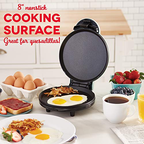 Dash 8” Express Electric Round Griddle for Pancakes, Cookies, Burgers Sprint DMG8100AQ 8” Specific Electrical Spherical Griddle for Pancakes, Cookies, Burgers, Quesadillas, Eggs &amp; different on the go Breakfast, Lunch &amp; Snacks, with Indicator Gentle + Included Recipe E-book, Aqua.