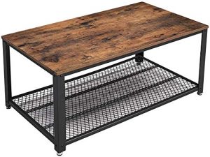 VASAGLE Industrial Coffee Table with Storage Shelf for Living Room, Wood Look Accent Furniture with Metal Frame, Easy Assembly, Rustic Brown ULCT61X, 41. 8" L x 23. 7" W x 17. 7" H