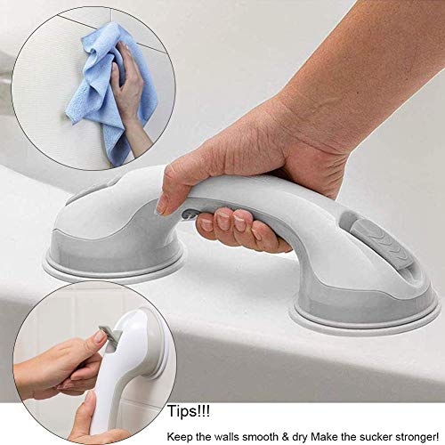 RedDreamer Suction Grab Bar, Portable Shower Suction Handle Bar RedDreamer Suction Grab Bar, Portable Shower Suction Handle Bar Suction Grip Bar Bathtub Handle with Strong Hold Suction Cup Fitting and Rapid Release for Bathroom/Shower/Bathtub, Set of 2.