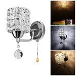 Sunsbell Crystal Wall Lamp Warm White Chrome Finish Small Wall Sconce Bathroom Living Room Lighting Fixture Decor with E14 Bulb