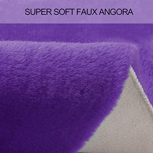 LIVEBOX Faux Rabbit Fur Area Rug, Luxury Kids Play Mat LIVEBOX Fake Rabbit Fur Space Rug, Luxurious Youngsters Play Mat 3' x 5' Trendy Fluffy Throw Shag Rugs Plush Childrens Carpet for Bed room Dwelling Room Nursery Decor Finest Bathe Present (Purple).