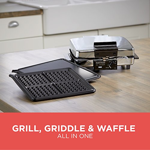 BLACK+DECKER 3-in-1 Waffle Maker with Nonstick Reversible Plates BLACK+DECKER 3-in-1 Waffle Maker with Nonstick Reversible Plates, Stainless Steel, G48TD.