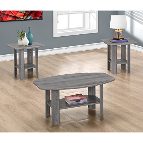 Monarch 3 Piece Table Set, Grey Monarch three Piece Desk Set, Gray